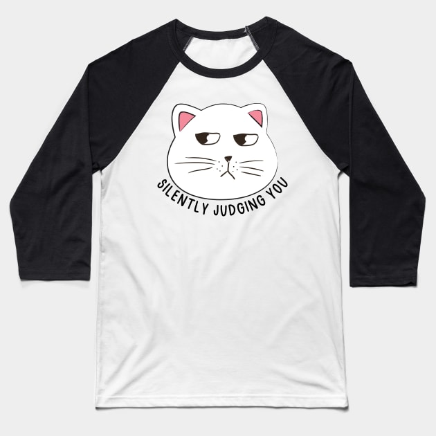 Silently judging you - cat side eye Baseball T-Shirt by medimidoodles